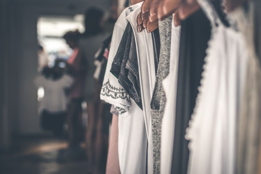 Organized clothing rack during a closet reset